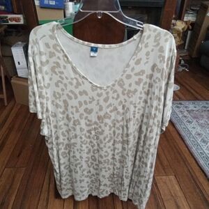Old Navy Tan Leopard Print Women's Short Sleeve Top